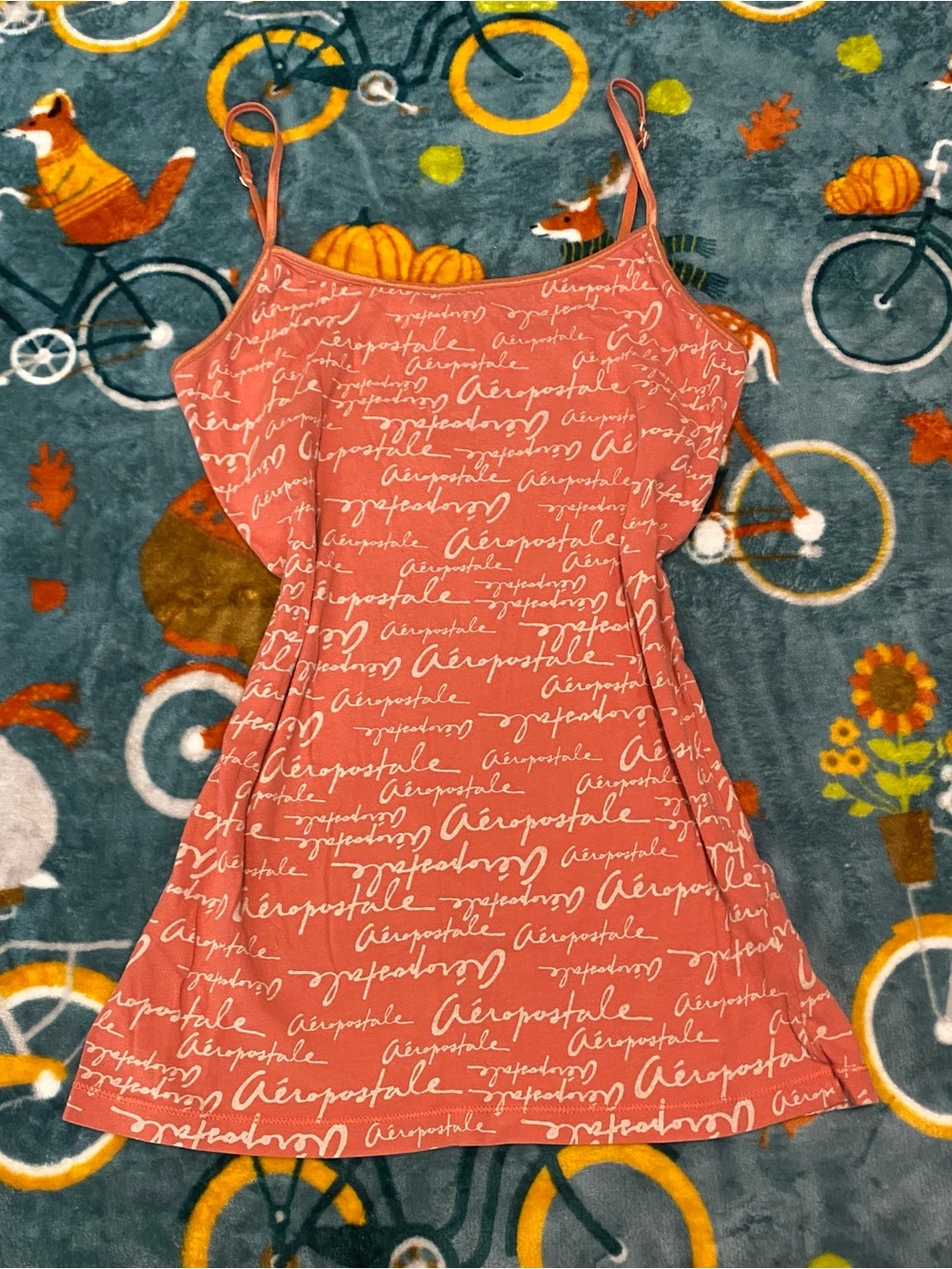 Coral Orange Aeropostale Script Logo Cami Built in Bra Adjustable Straps Women L